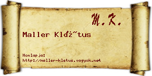 Maller Klétus névjegykártya